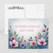 Vibrant Pink Floral Embracing Growth Affirmation Postkarte (Vorne/Hinten)