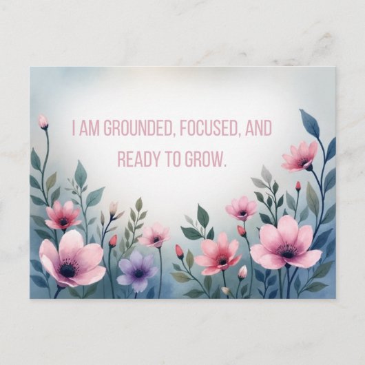 Vibrant Pink Floral Embracing Growth Affirmation Postkarte (Vorderseite)