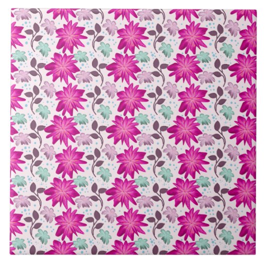 Vibrant Pink Floral Pattern | Bold Modern Flowers  Fliese (Vorderseite)