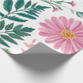 Vibrant Pink Floral Pattern with Lush Greenery Geschenkpapier (Ecke)