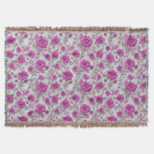 Vibrant Pink Floral Pattern With Magenta Flowers Decke (Vorderseite)