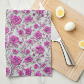 Vibrant Pink Floral Pattern With Magenta Flowers Geschirrtuch (Viertel Falte)