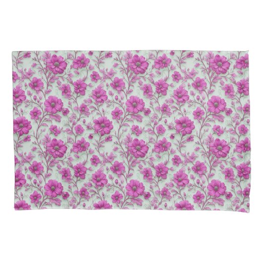 Vibrant Pink Floral Pattern With Magenta Flowers Kissenbezug (Vorderseite)
