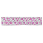 Vibrant Pink Floral Pattern With Magenta Flowers Kurzer Tischläufer (Horizontal)