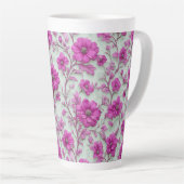 Vibrant Pink Floral Pattern With Magenta Flowers Milchtasse (Rechte Ecke)