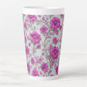 Vibrant Pink Floral Pattern With Magenta Flowers Milchtasse (Vorderseite)