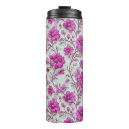 Vibrant Pink Floral Pattern With Magenta Flowers Thermosbecher