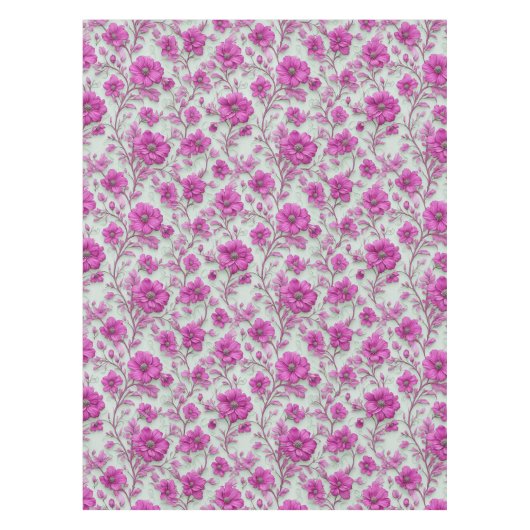 Vibrant Pink Floral Pattern With Magenta Flowers Tischdecke (Vorderseite)