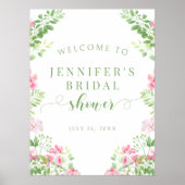 Vibrant Pink Flower Bridal Shower Welcome Sign Poster (Vorne)