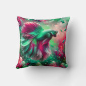 "Vibrant Pink & Green Betta Fish Art" Kissen (Rückseite)