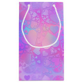 Vibrant Pink Holographic Heart Pattern Design Kleine Geschenktüte (Rückseite)