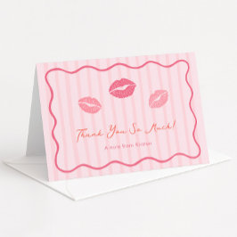 Vibrant Pink Lips Valentine's Day Bridal Shower Dankeskarte