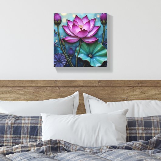 Vibrant Pink Lotus Leinwanddruck (Insitu (Schlafzimmer))