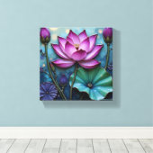 Vibrant Pink Lotus Leinwanddruck (Insitu (Holzboden))