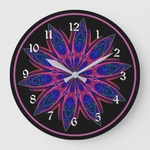 Vibrant Pink Lotus Petals Mandala Round Große Wanduhr