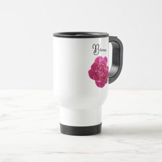 Vibrant Pink Peony Flower Personalized Reisebecher (VorderseiteRechts)