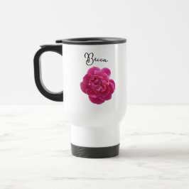 Vibrant Pink Peony Flower Personalized Reisebecher