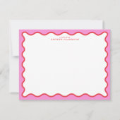 Vibrant Pink & Red Modern Wavy Border Note Card Einladung (Vorderseite)