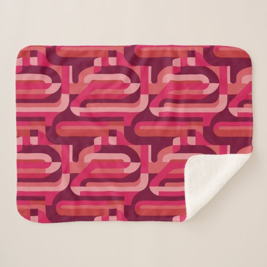 vibrant pink retro abstract pattern sherpadecke (Vorderseite (Horizontal))