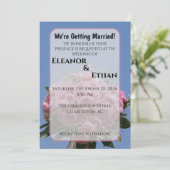 Vibrant Pink Rose Bouquet & Blue Sky Summer  Einladung (Stehend Vorderseite)