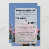 Vibrant Pink Rose Bouquet & Blue Sky Summer  Einladung (Vorne/Hinten)