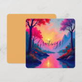 Vibrant Pink Sunset Dreamy Fantasy Landscape Einladung (Vorne/Hinten)