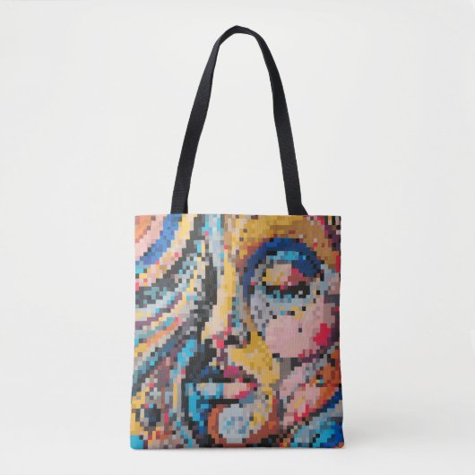 Vibrant pixel portrait in bold tones  tasche (Vorderseite)