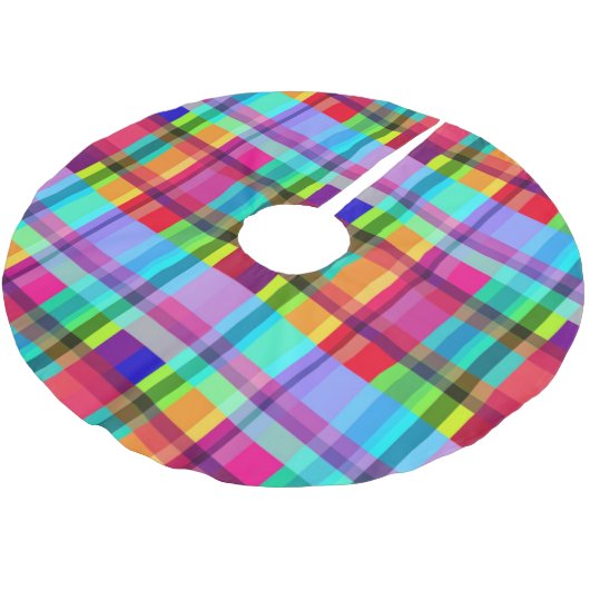 Vibrant Plaid  Polyester Weihnachtsbaumdecke (Schrägansicht)