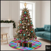 Vibrant Plaid  Polyester Weihnachtsbaumdecke