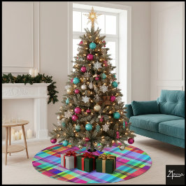 Vibrant Plaid  Polyester Weihnachtsbaumdecke