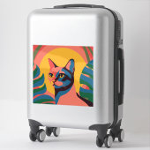 Vibrant Pop Art Cat Portrait Aufkleber (Koffer)