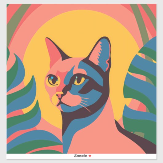 Vibrant Pop Art Cat Portrait Aufkleber (Blatt)