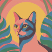 Vibrant Pop Art Cat Portrait Aufkleber (Vorderseite)