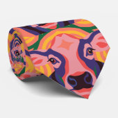 Vibrant Pop Art Cow Face Portrait Krawatte (Gerollt)