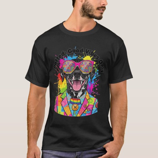 **Vibrant Pop-Art Dalmatian Dog with Rainbow Sungl T-Shirt (Vorderseite)