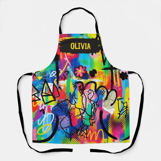 Vibrant Pop Art Graffiti Abstract Personalized Schürze (Vorderseite)