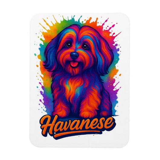 Vibrant Pop Art Havanese Dog – Colorful Street Art Magnet (Vertikal)