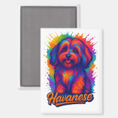 Vibrant Pop Art Havanese Dog – Colorful Street Art Magnet (Vorderseite/Rückseite)