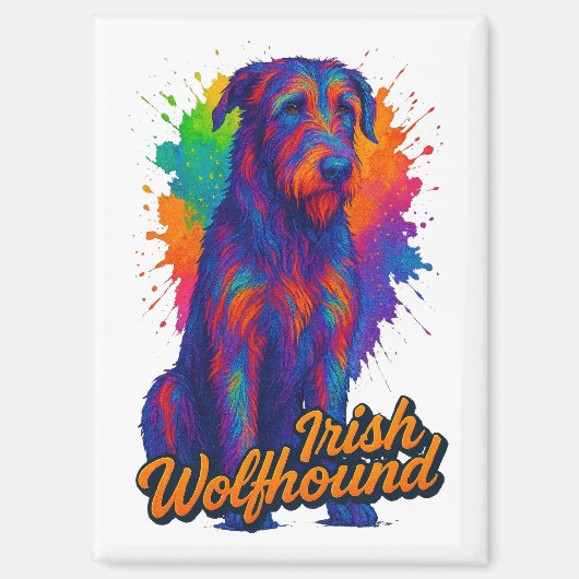 Vibrant Pop Art Irish Wolfhound Illustration Magnet (Vorderseite)