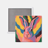 Vibrant Pop Art Rabbit Portrait Illustration Magnet (Vorderseite/Rückseite)