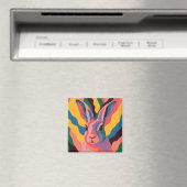 Vibrant Pop Art Rabbit Portrait Illustration Magnet (In Situ (Geschirrspüler))