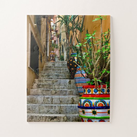 Vibrant Pottery on Rustic Taormina Staircase Puzzle (Vertikal)