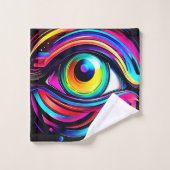 Vibrant Psychedelic Eye Art Badhandtuch Set (Waschlappen)