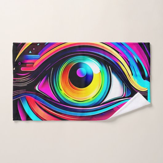 Vibrant Psychedelic Eye Art Badhandtuch Set (Handtuch)