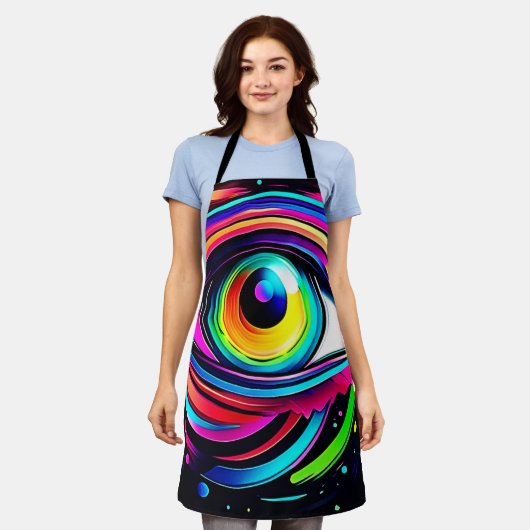 Vibrant Psychedelic Eye Art Schürze (Getragen)