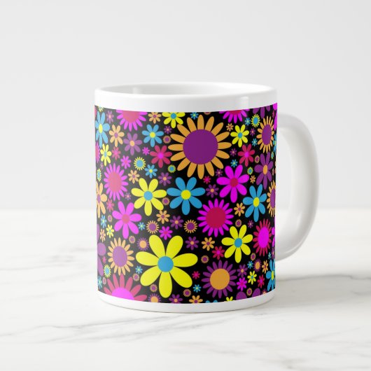 Vibrant Psychedelic Flowers in Bloom-67566 Jumbo-Tasse (Vorderseite Rechts)