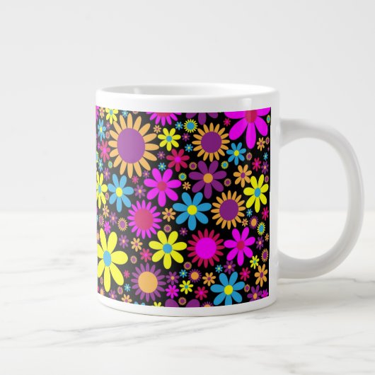 Vibrant Psychedelic Flowers in Bloom-67566 Jumbo-Tasse (Rechts)