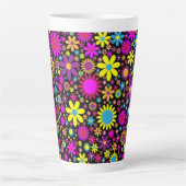 Vibrant Psychedelic Flowers in Bloom-67566 Milchtasse (Vorderseite)