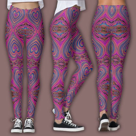 Vibrant Psychedelic Pattern | Trippy Magent/Blue Leggings