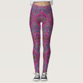 Vibrant Psychedelic Pattern | Trippy Magent/Blue Leggings (Vorderseite)